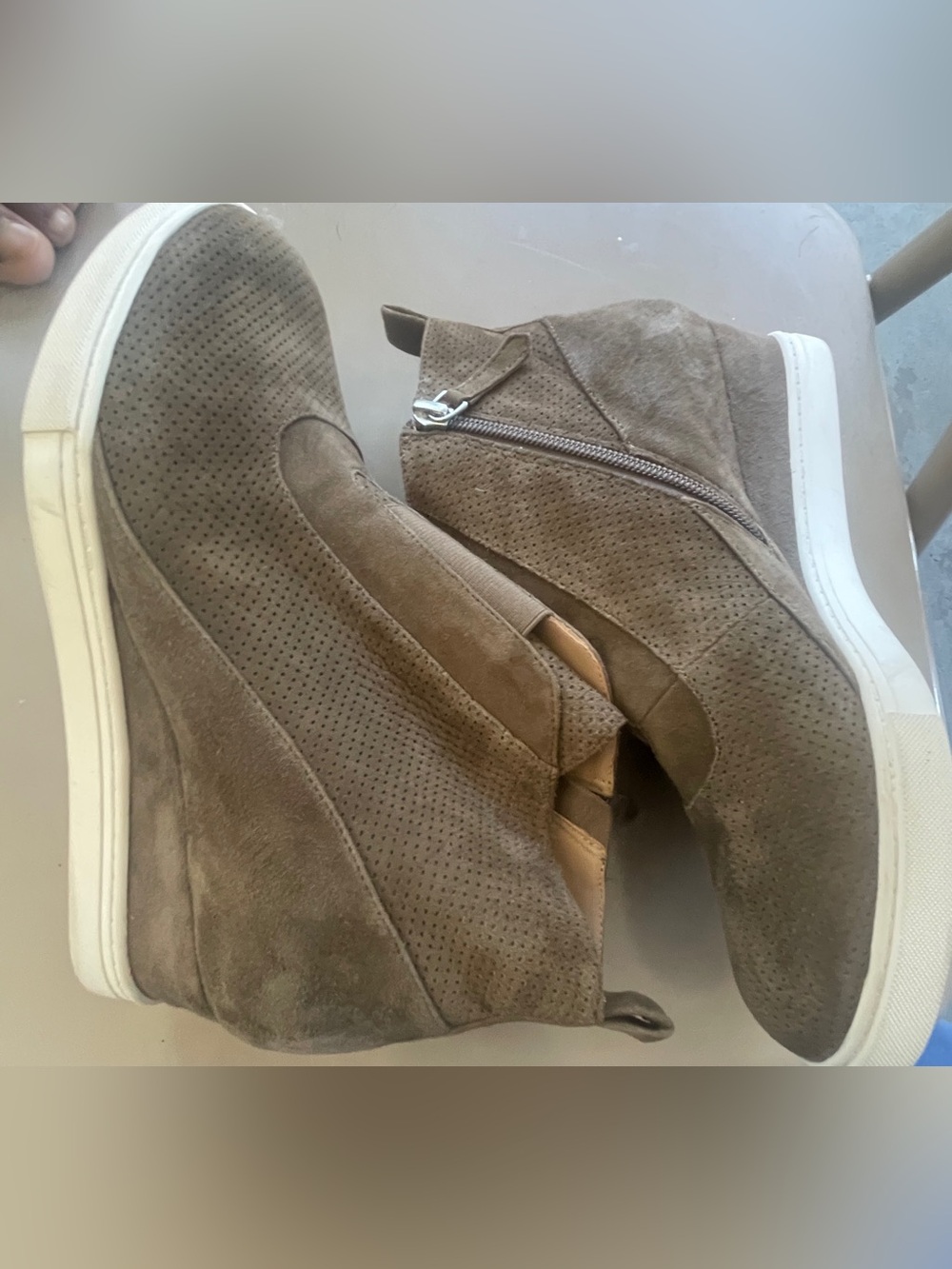 Nordstrom Lina Paolo Brown Suede Perforated Wedge Sneakers 8.5